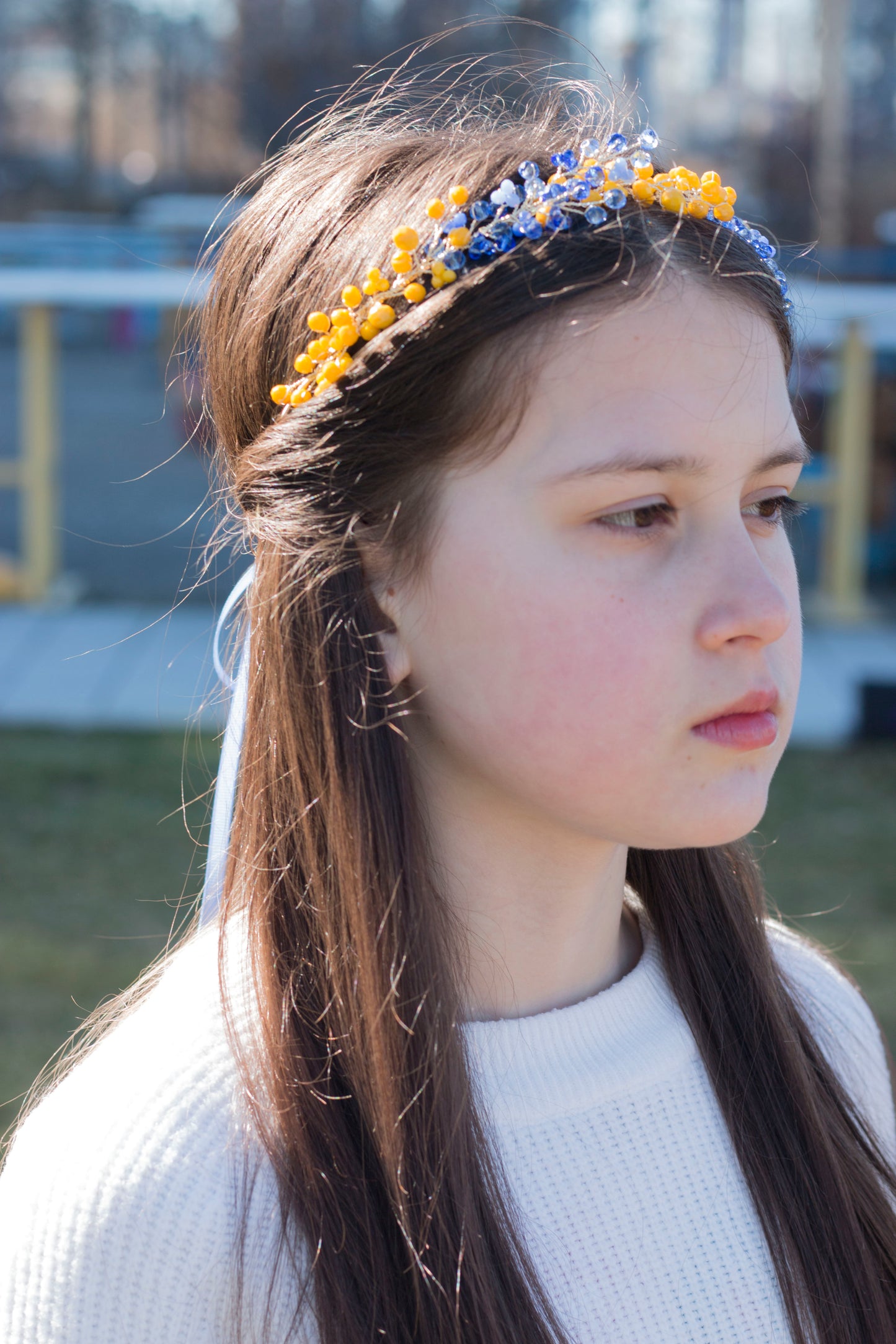 Sapphire Amber - Crystal Beads Hairpiece