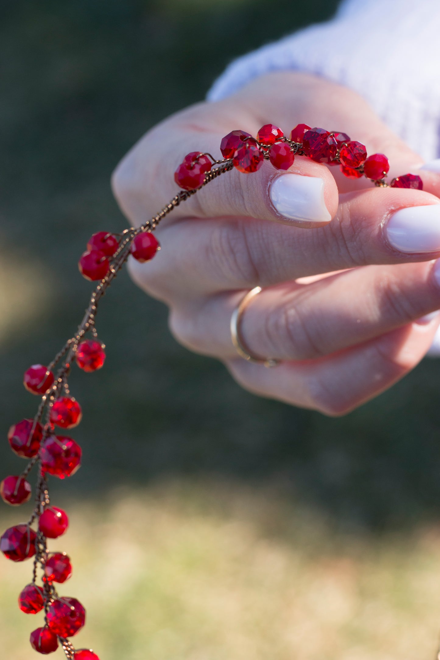 Ruby Red - Crystal Beads Hairpiece