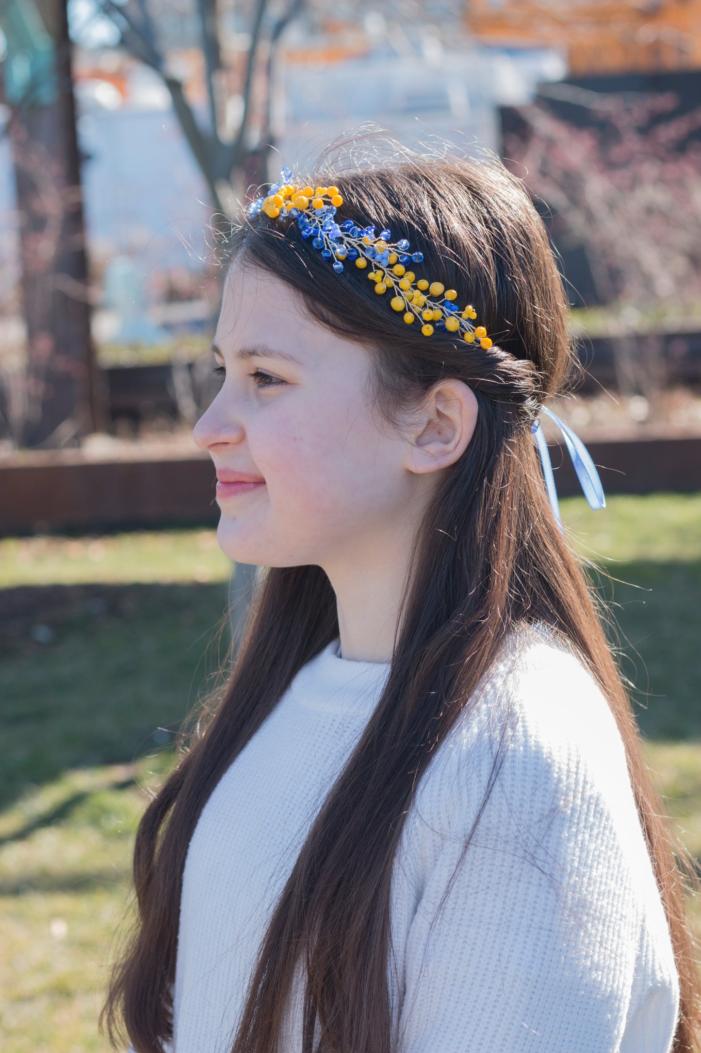 Sapphire Amber - Crystal Beads Hairpiece