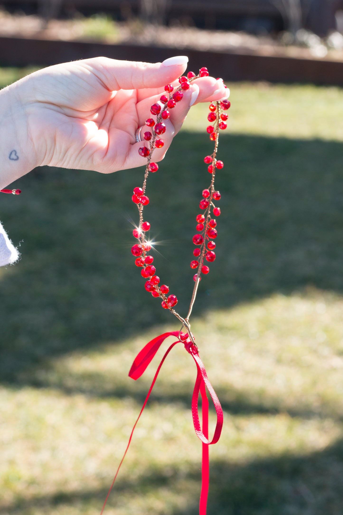 Ruby Red - Crystal Beads Hairpiece