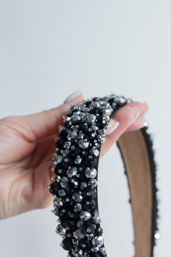 Space Gray - Crystal Beads Headband