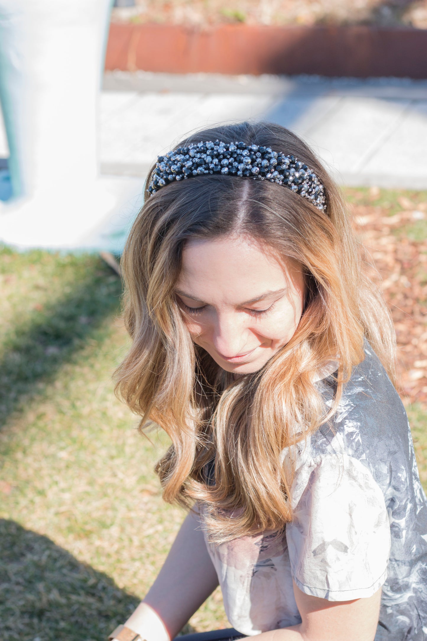 Space Gray - Crystal Beads Headband