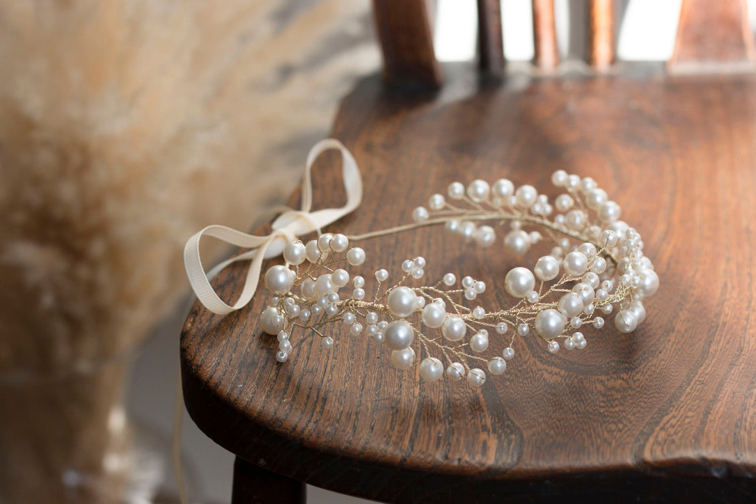 Pearl - Crystal Beads Hairpiece
