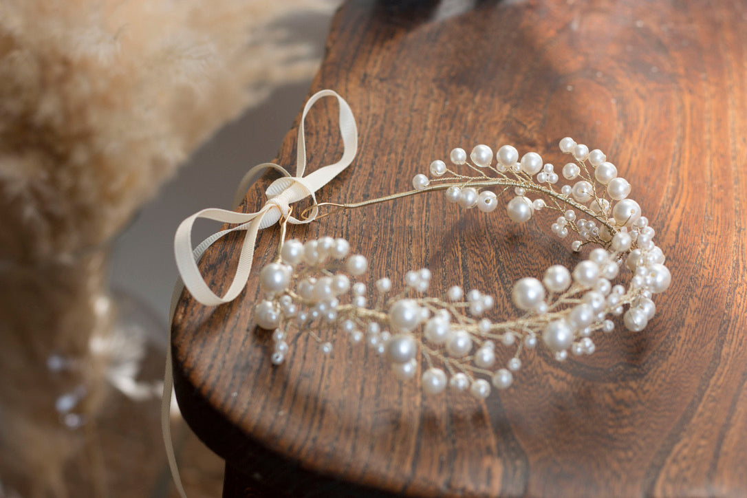 Pearl - Crystal Beads Hairpiece