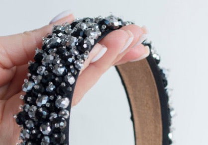 Space Gray - Crystal Beads Headband