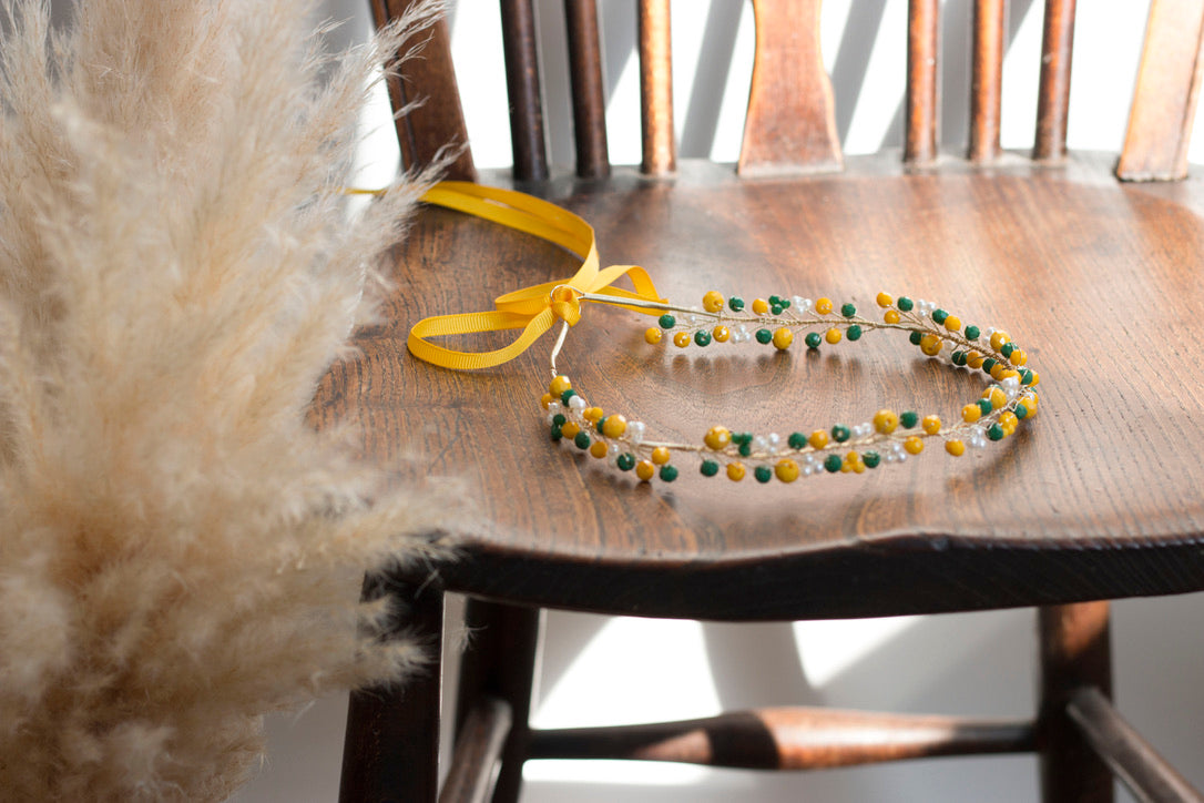 Pear Grass - Crystal Beads Hairpiece