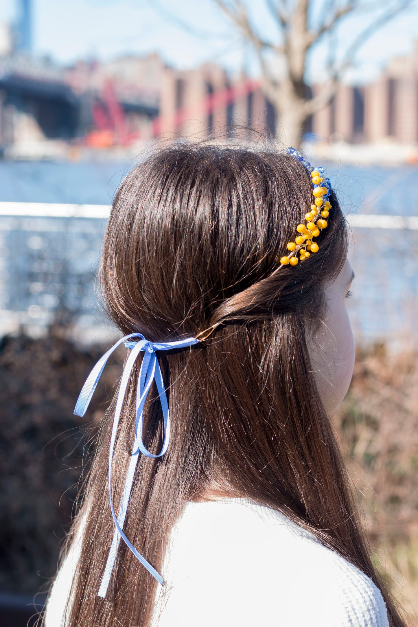 Sapphire Amber - Crystal Beads Hairpiece