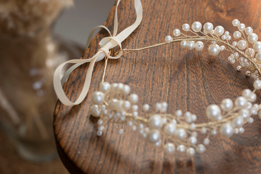 Pearl - Crystal Beads Hairpiece