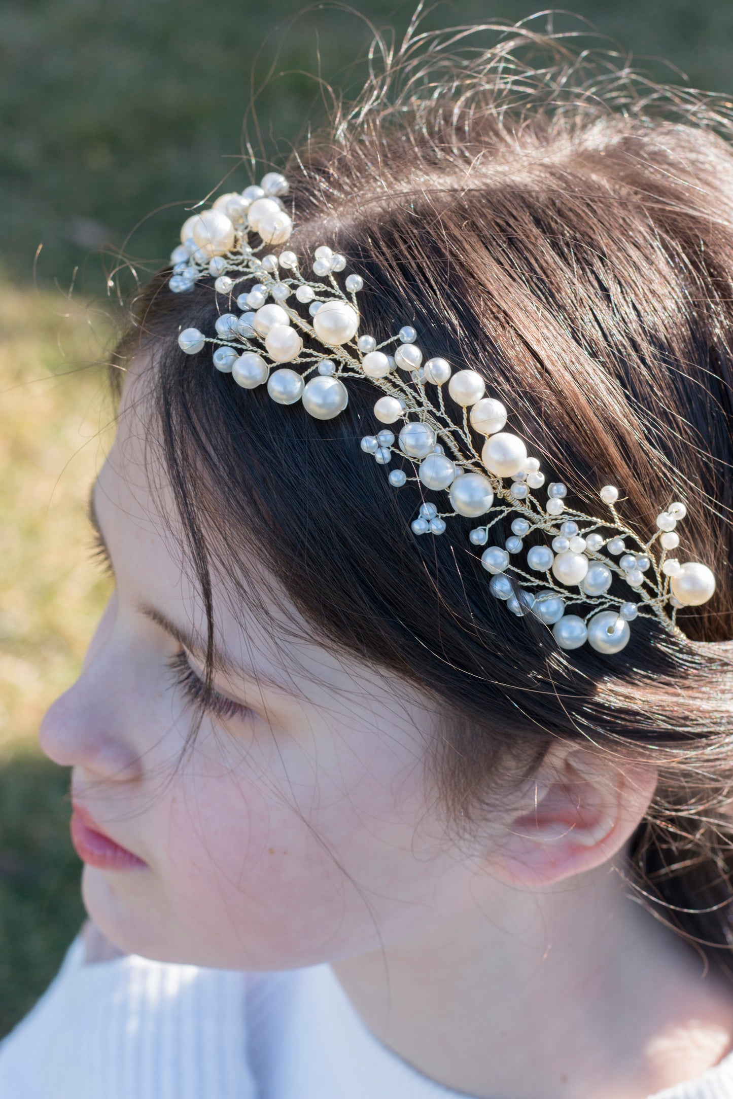 Pearl - Crystal Beads Hairpiece