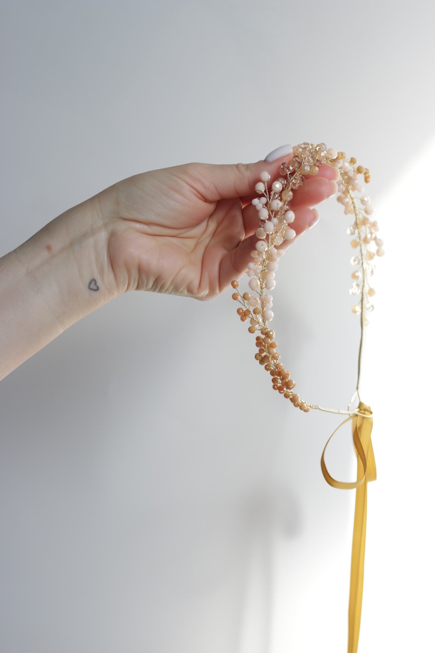 Beige/Bronze - Crystal Beads Hairpiece