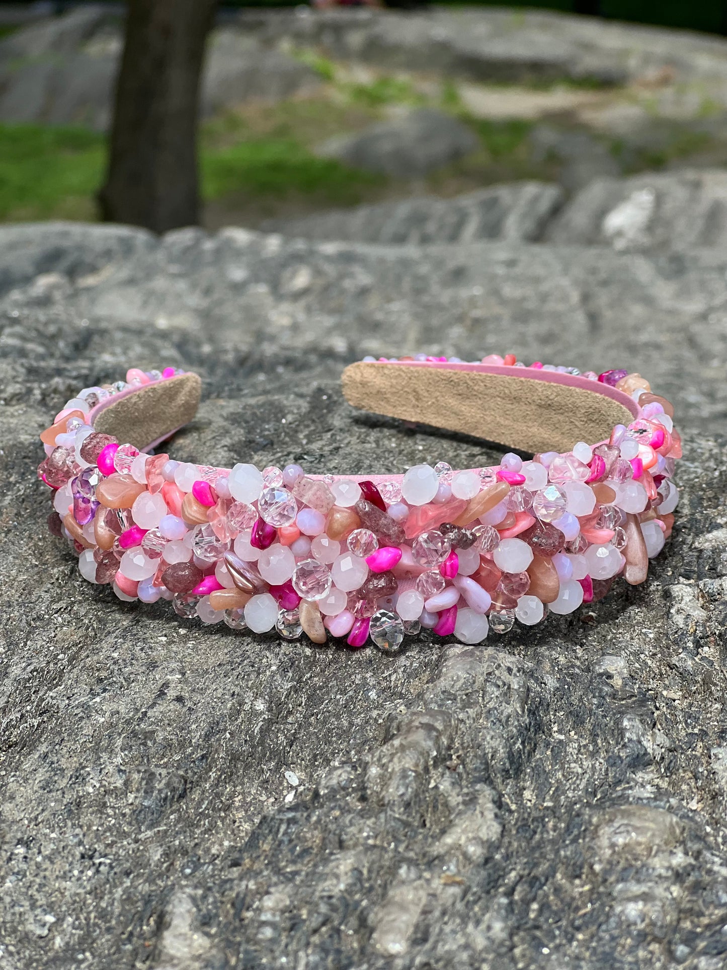 Pink - Crystal Beads Headband