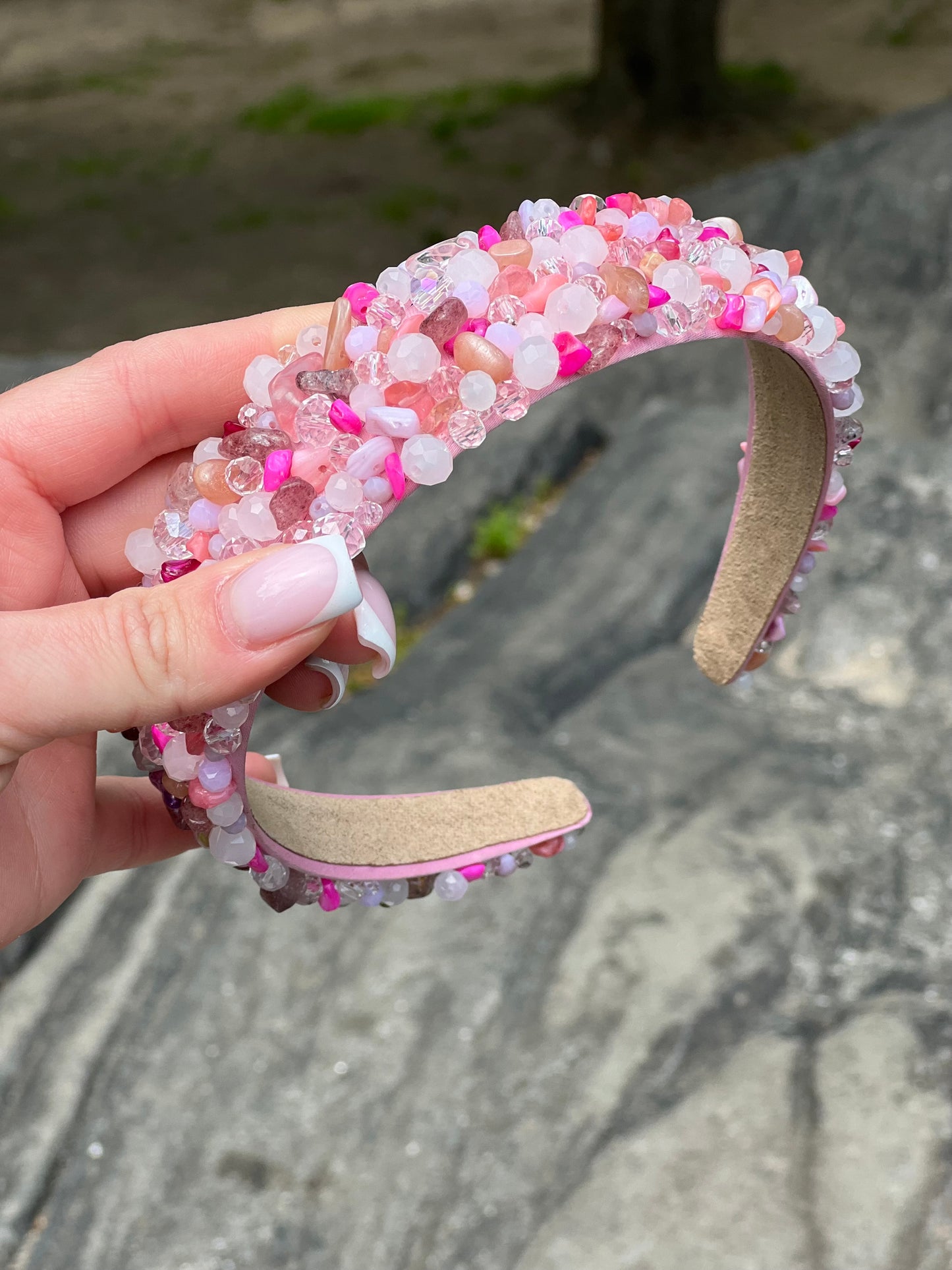 Pink - Crystal Beads Headband