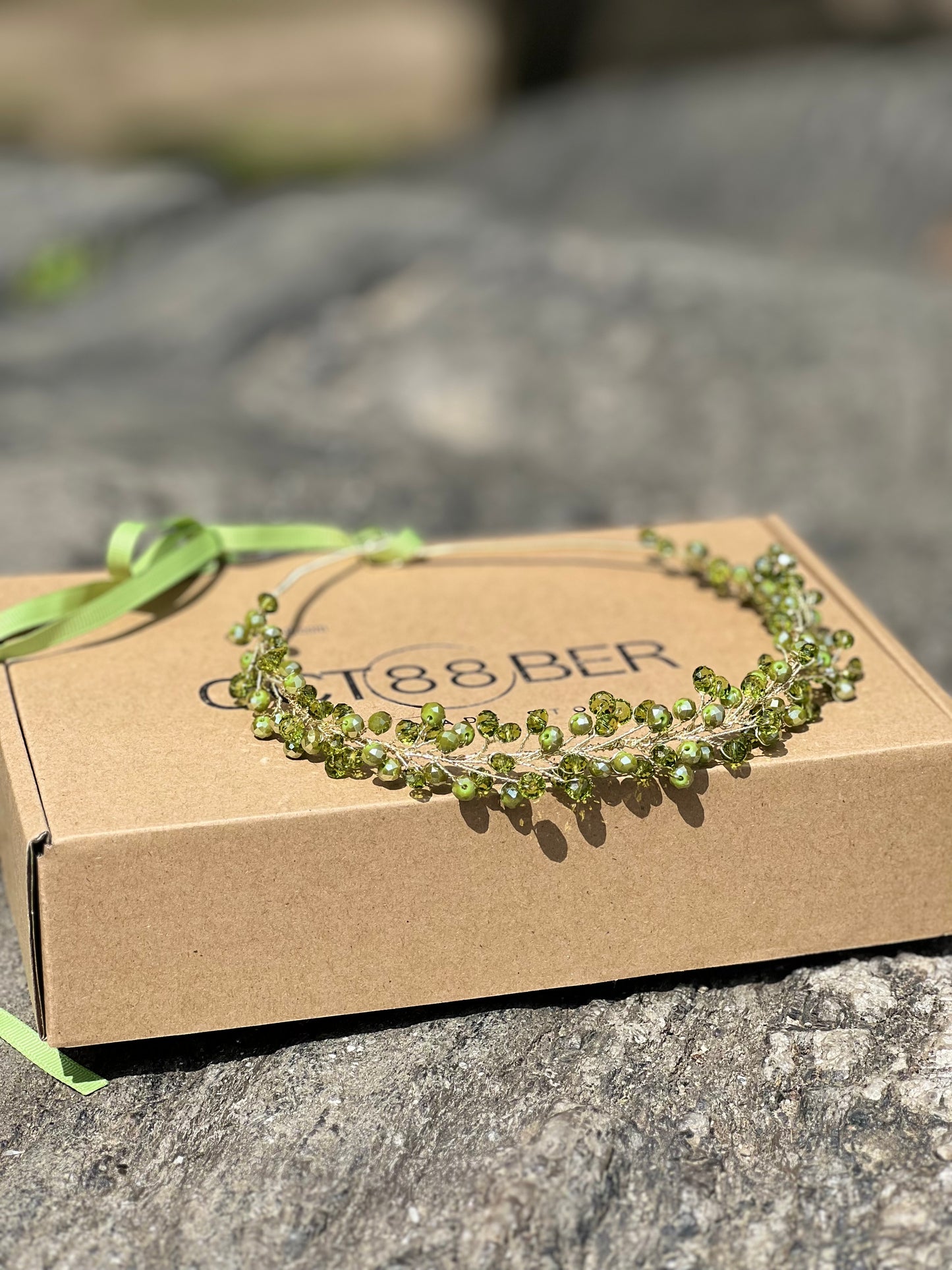 Olive - Crystal Beads Hairpiece