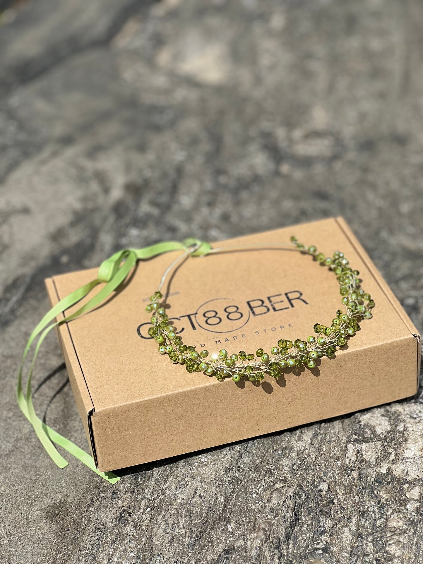 Olive - Crystal Beads Hairpiece
