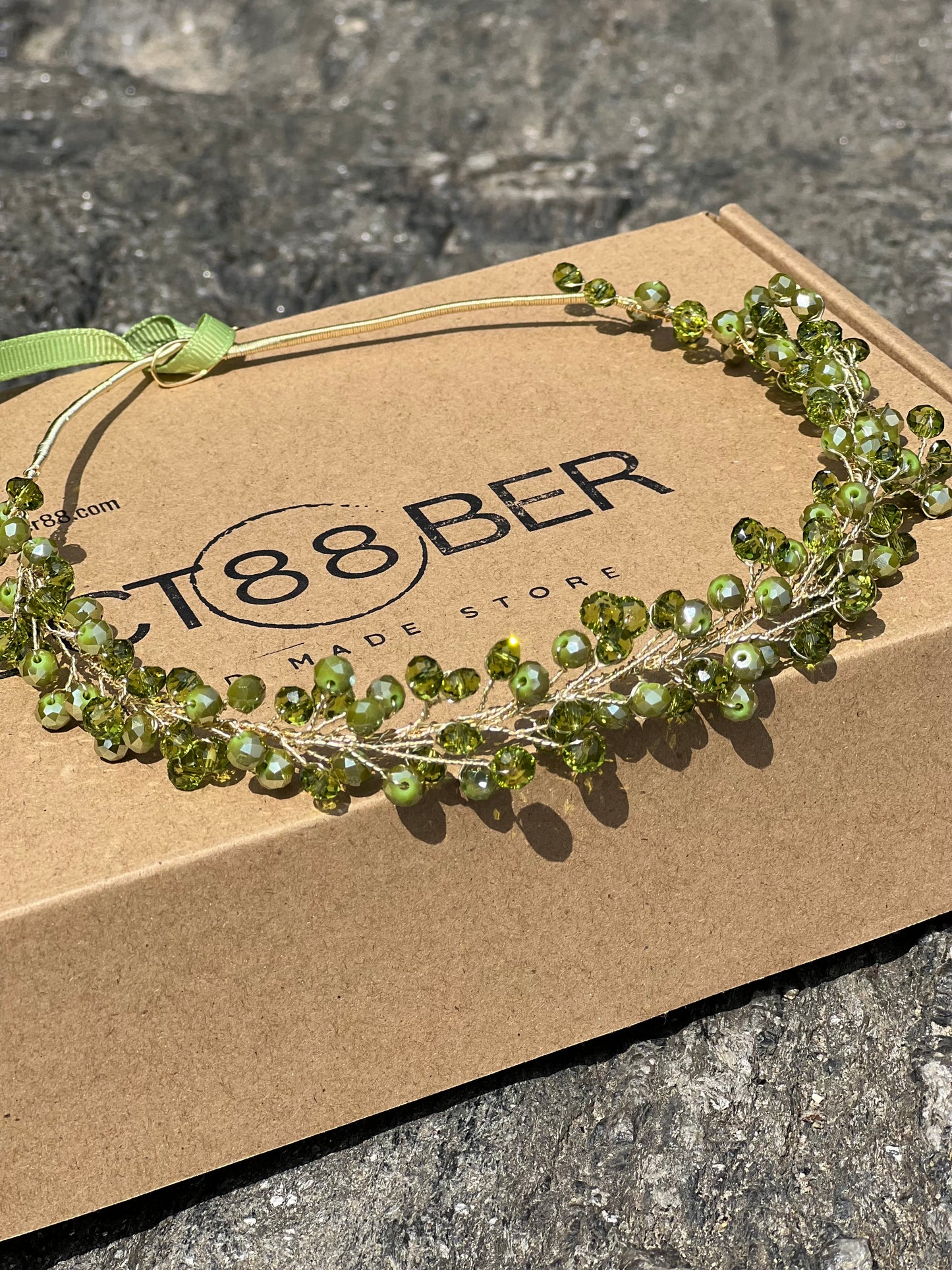 Olive - Crystal Beads Hairpiece