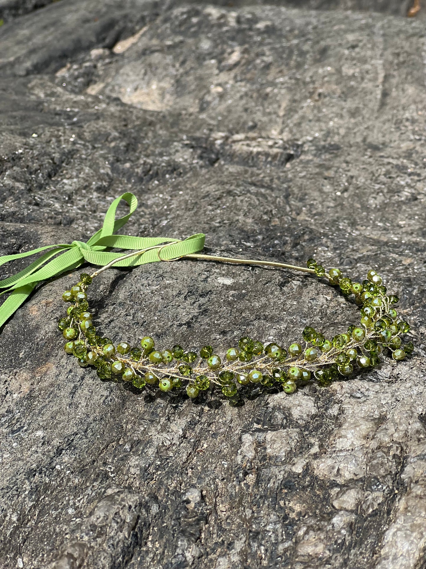 Olive - Crystal Beads Hairpiece