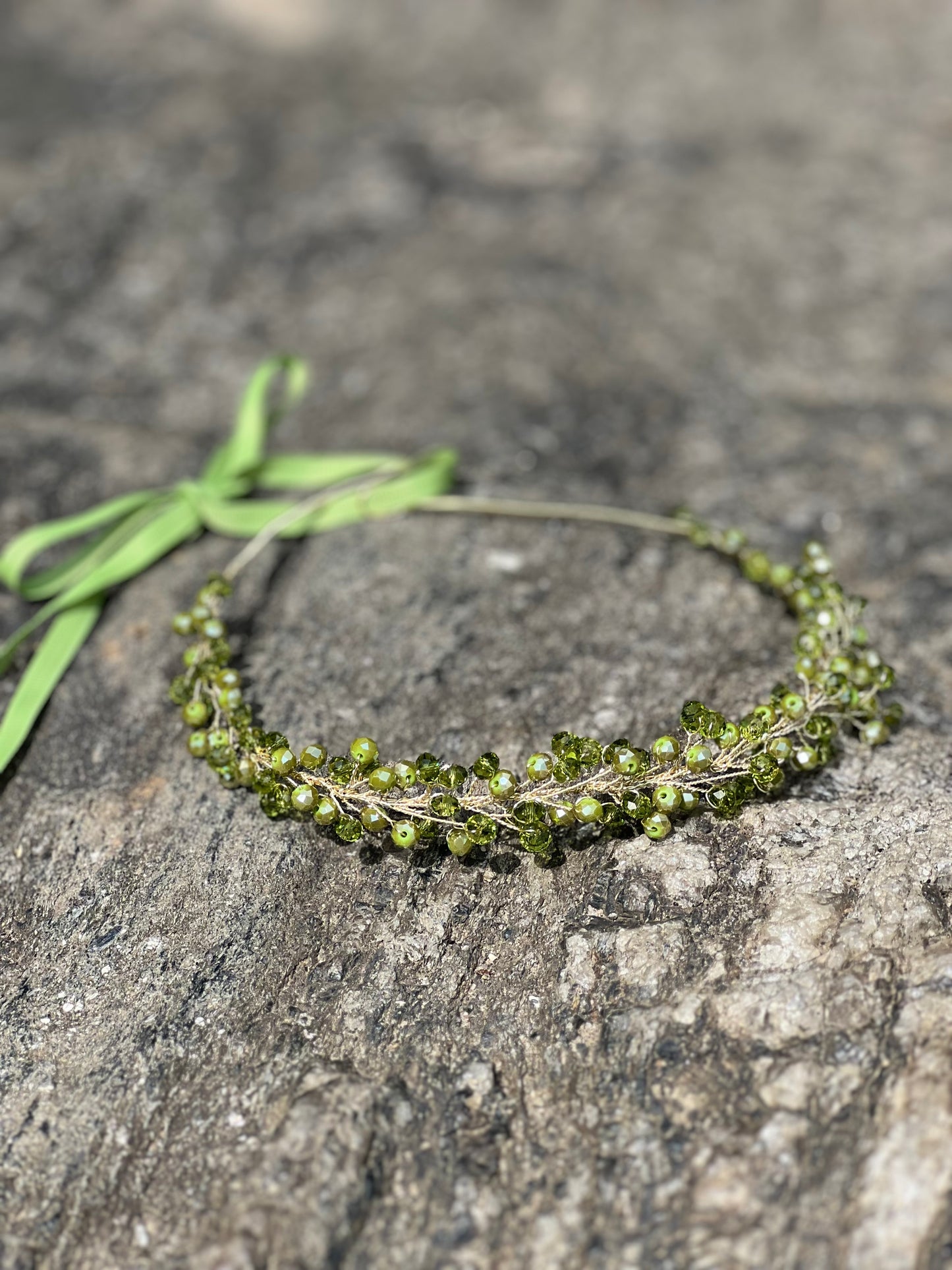 Olive - Crystal Beads Hairpiece