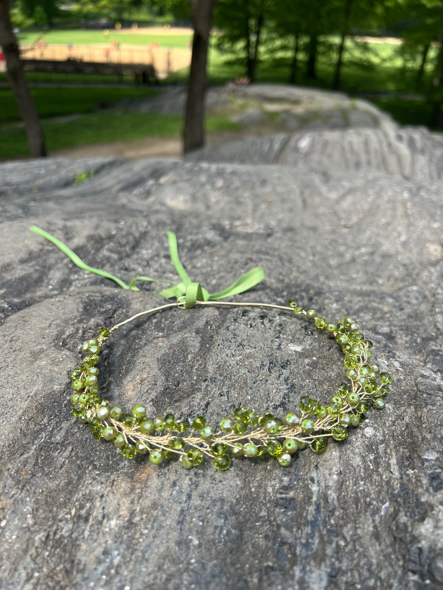 Olive - Crystal Beads Hairpiece