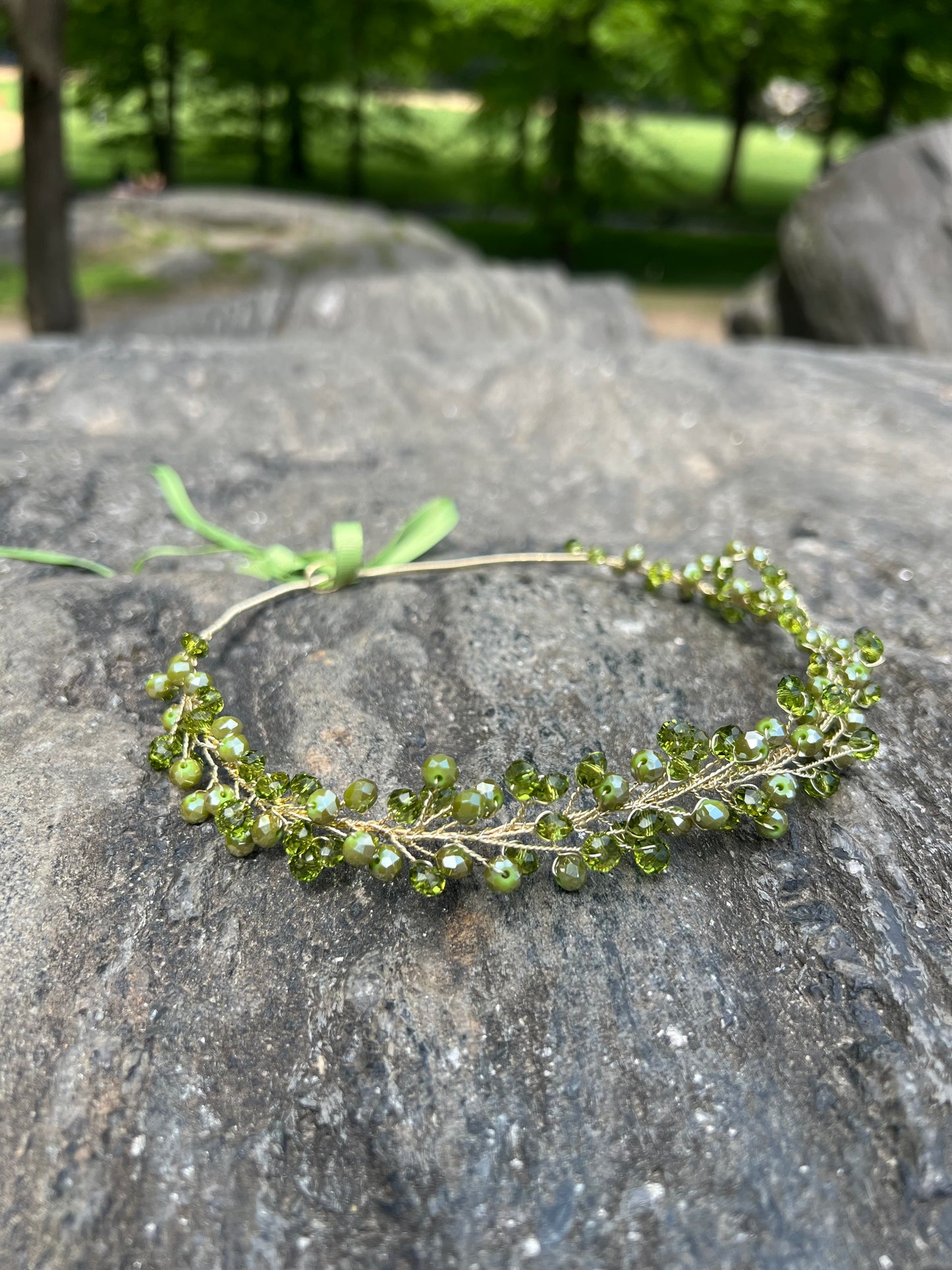 Olive - Crystal Beads Hairpiece